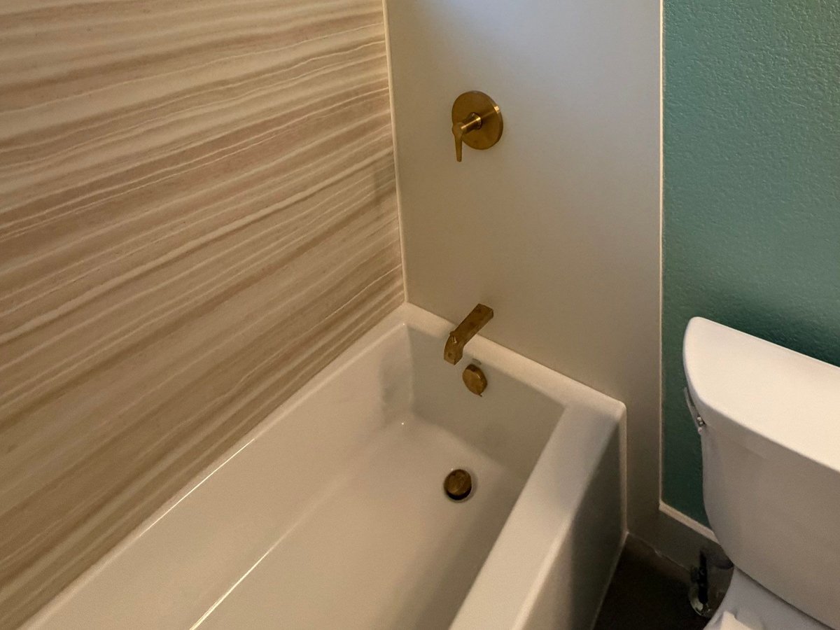 Bathtub with Modern Brass Fixtures
