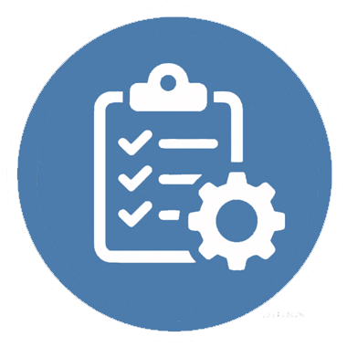 Checklist and gear icon showing expert bathroom installation process with HomePride Bath in Colorado