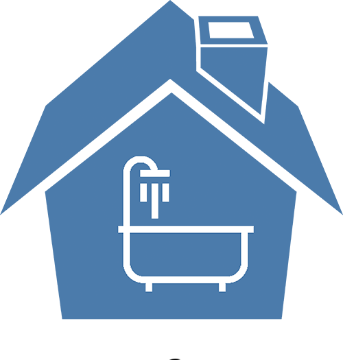 Bathroom remodeling icon with house and bathtub graphic