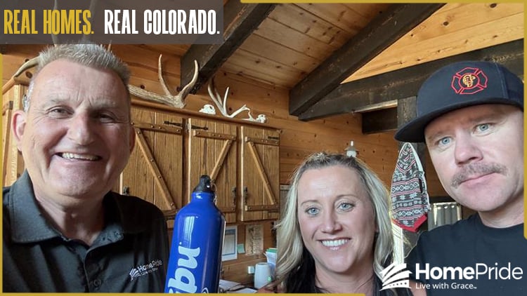 HomePride Bath customer and installer smiling together in the homeowner's Colorado residence