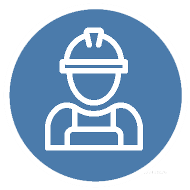 An icon of a contruction worker in a hard hat depicting labor