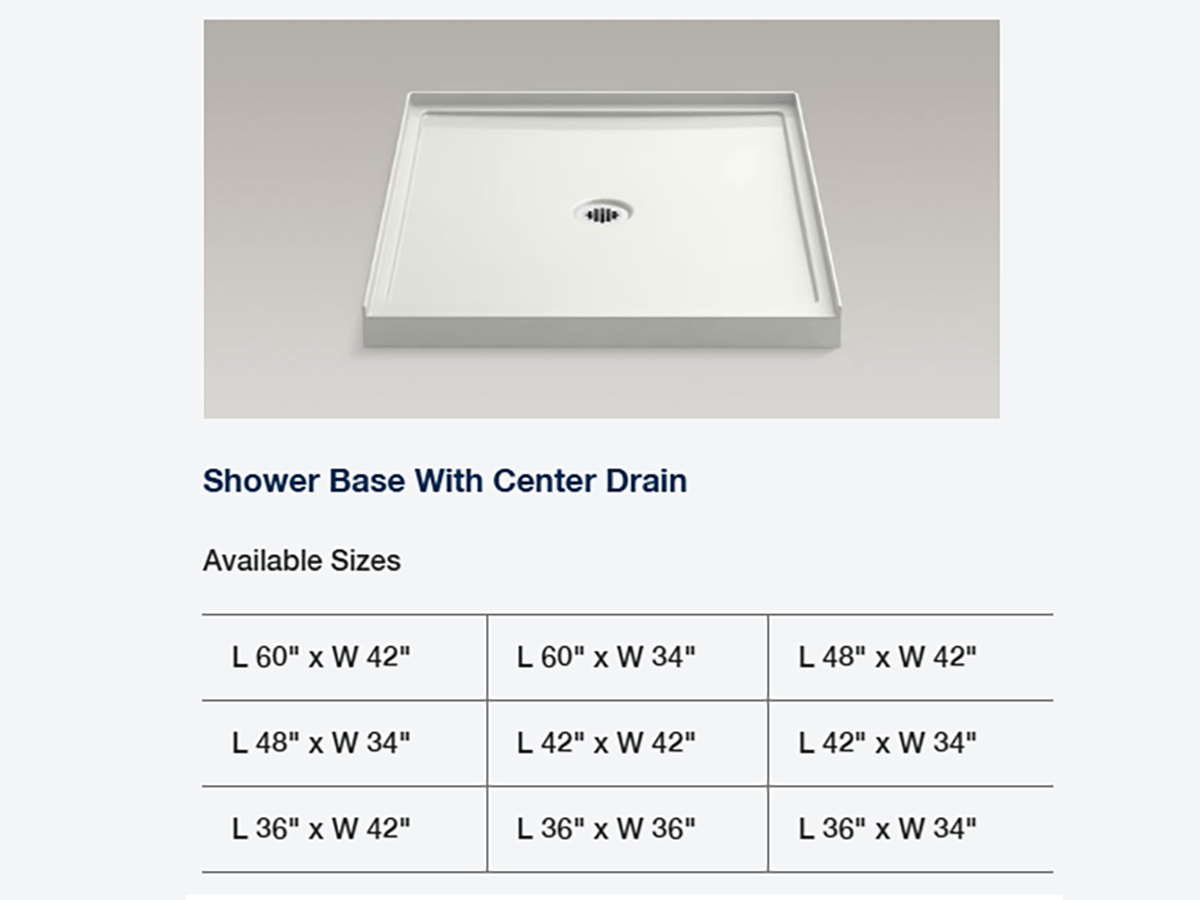 Shower Base Center Drain