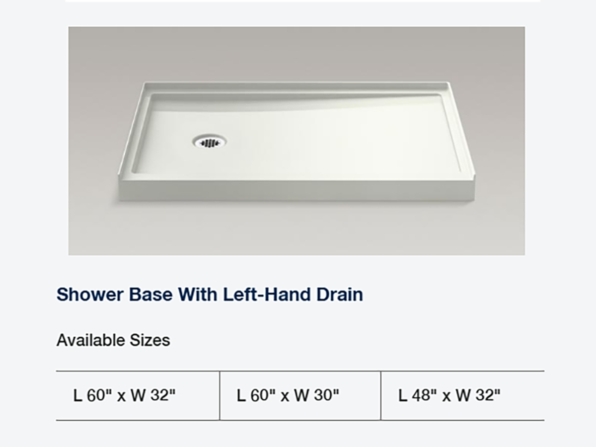 Shower Base Left-Hand Drain