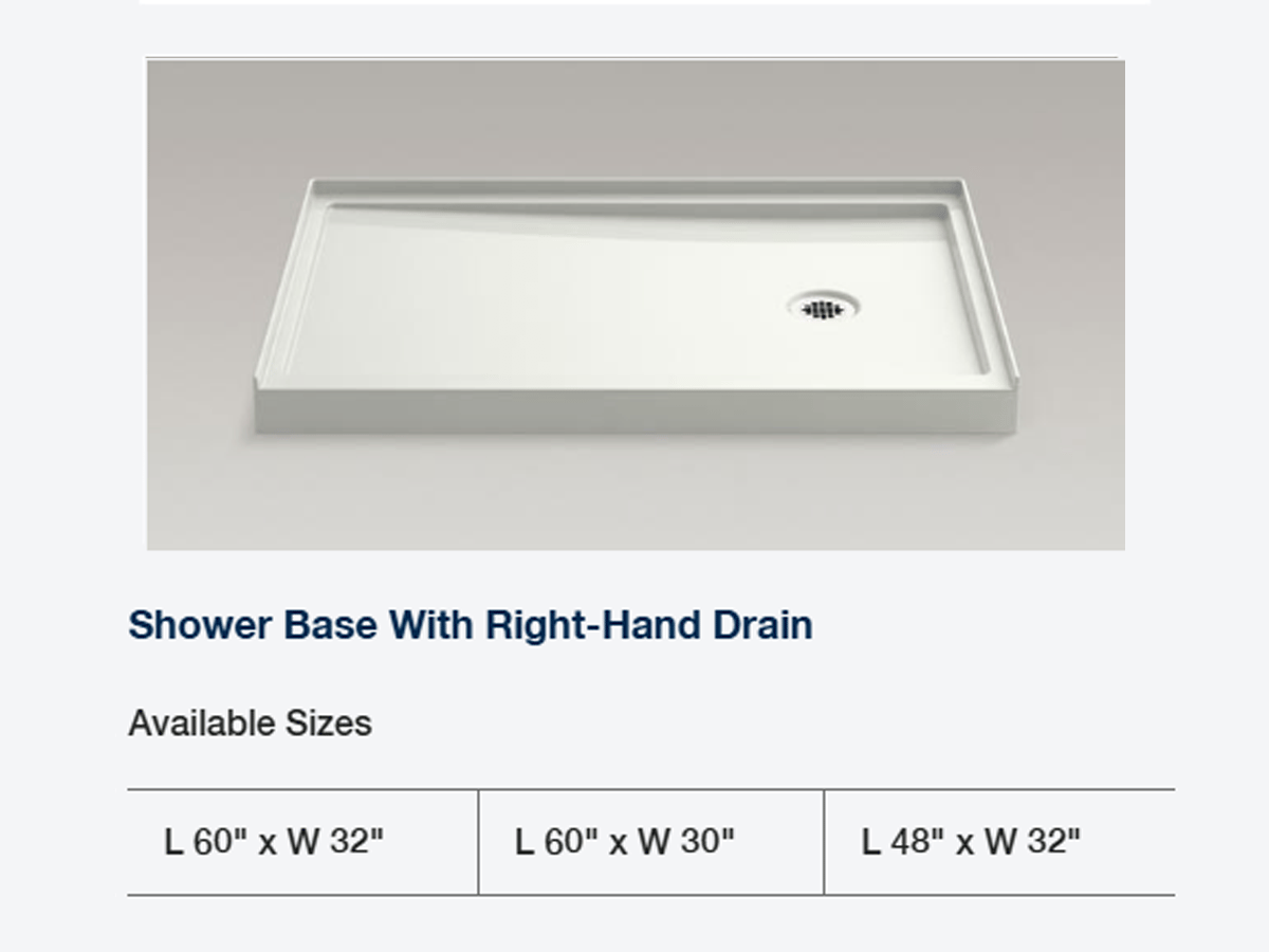 Shower Base Right-Hand Drain