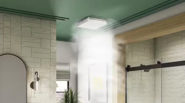 KOHLER white bathroom ventilation fan installed in Denver, Colorado remodel